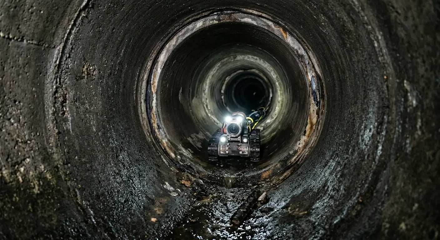 Robotic sewer camera inspecting pipe interior for Sewer Line Cleaning in Tifton